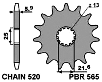 Звезда передняя YZ-KX 99- 15 зуб. 18NC C.520 PBR
