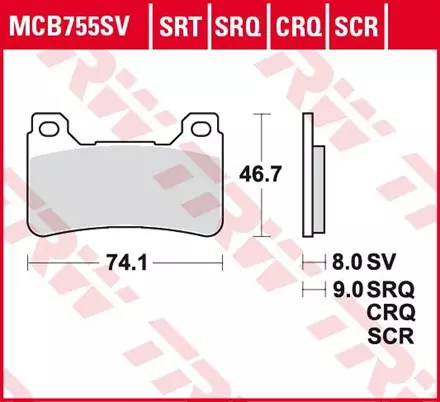 Тормозные колодки TRW MCB755SV для мотоциклов