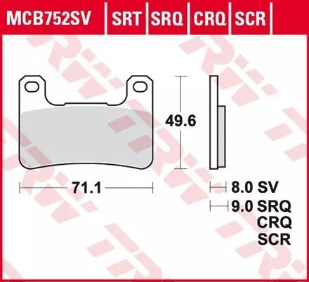 Тормозные колодки TRW MCB752SRQ для мотоциклов