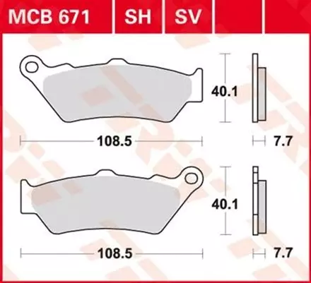 Тормозные колодки TRW MCB671SV для мотоциклов