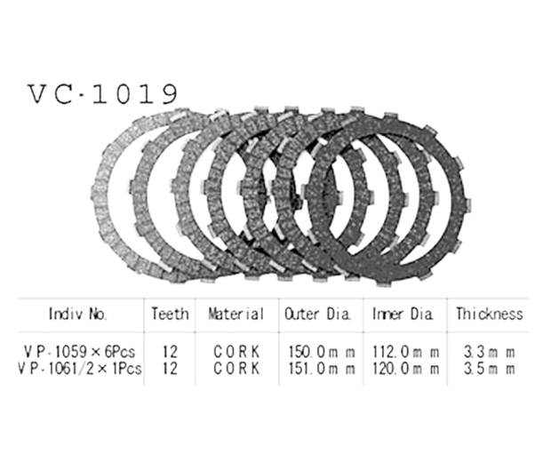 Фрикционные диски сцепления Vesrah VC1019 для мотоциклов