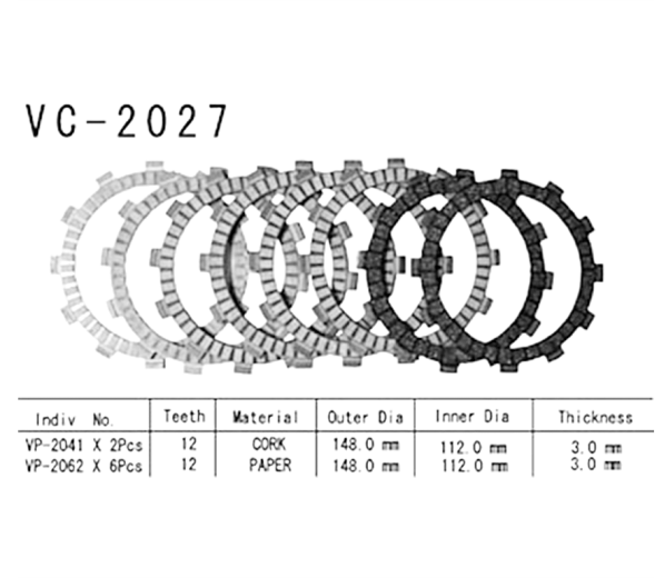 Фрикционные диски сцепления Vesrah VC2027 для мотоциклов