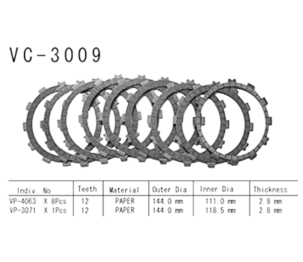 Фрикционные диски сцепления Vesrah VC3009 для мотоциклов
