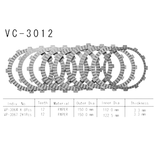 Фрикционные диски сцепления Vesrah VC3012 для мотоциклов