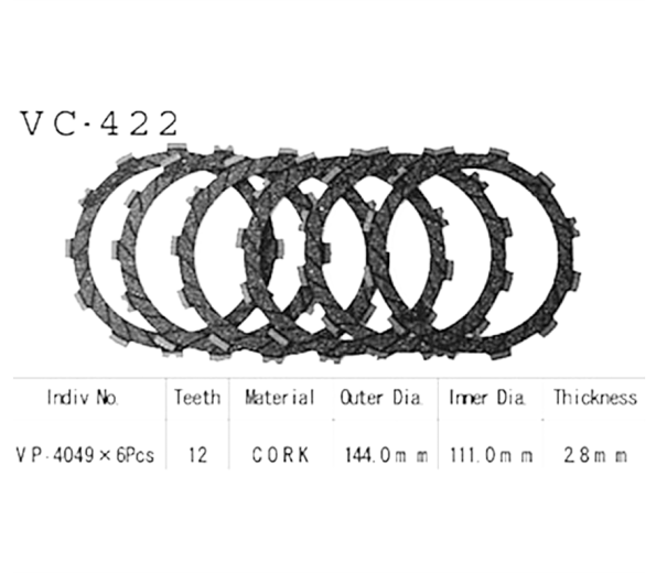Фрикционные диски сцепления Vesrah VC422 для мотоциклов