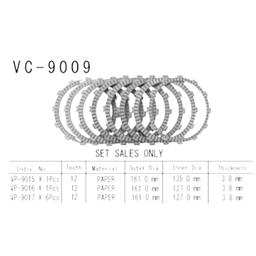 Фрикционные диски сцепления Vesrah VC9009 для мотоциклов