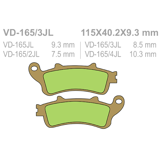 Тормозные колодки Vesrah VD 165/3JL для мотоциклов