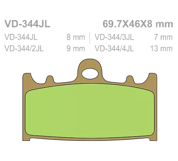 Тормозные колодки Vesrah VD 344/2JL для мотоциклов