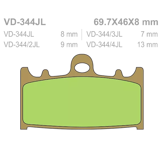 Тормозные колодки Vesrah VD 344RJL для мотоциклов
