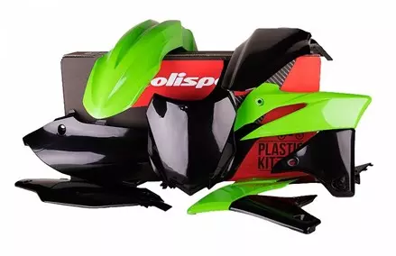 Комплект пластика Kawasaki KX250F '2013-16 зелёно-белый Oem(14-15)
