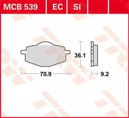 Тормозные колодки TRW MCB539 для мотоциклов