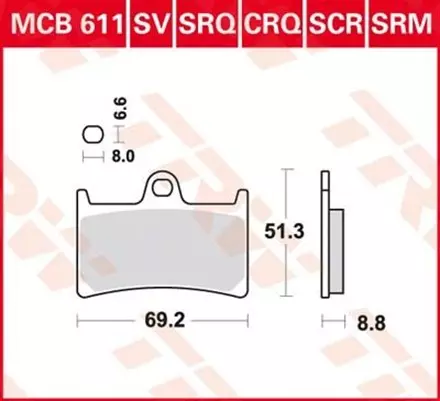 Тормозные колодки TRW MCB611 для мотоциклов