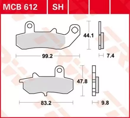 Тормозные колодки TRW MCB612 для мотоциклов