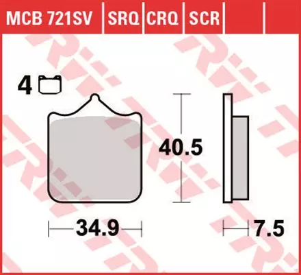 Тормозные колодки TRW MCB721SV для мотоциклов