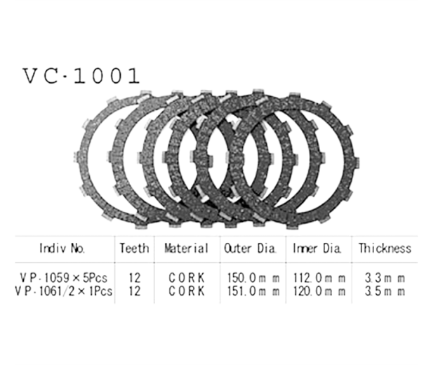 Фрикционные диски сцепления Vesrah VC1001 для мотоциклов