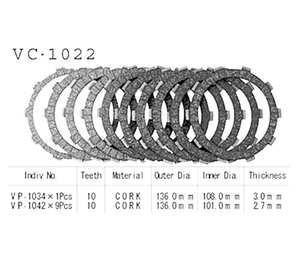 Фрикционные диски сцепления Vesrah VC1022 для мотоциклов