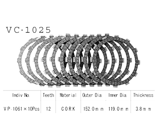 Фрикционные диски сцепления Vesrah VC1025 для мотоциклов
