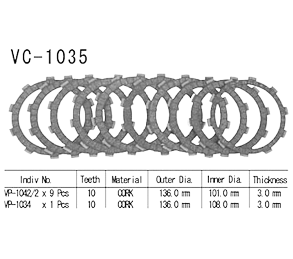 Фрикционные диски сцепления Vesrah VC1035 для мотоциклов