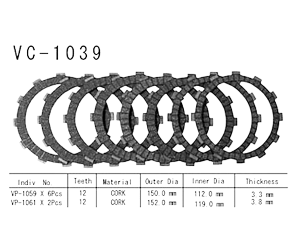 Фрикционные диски сцепления Vesrah VC1039 для мотоциклов