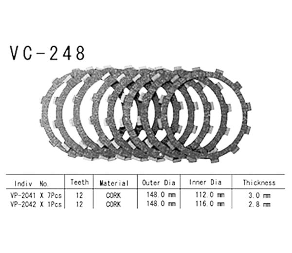 Фрикционные диски сцепления Vesrah VC248 для мотоциклов