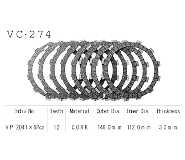 Фрикционные диски сцепления Vesrah VC274 для мотоциклов
