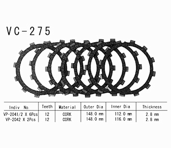 Фрикционные диски сцепления Vesrah VC275 для мотоциклов