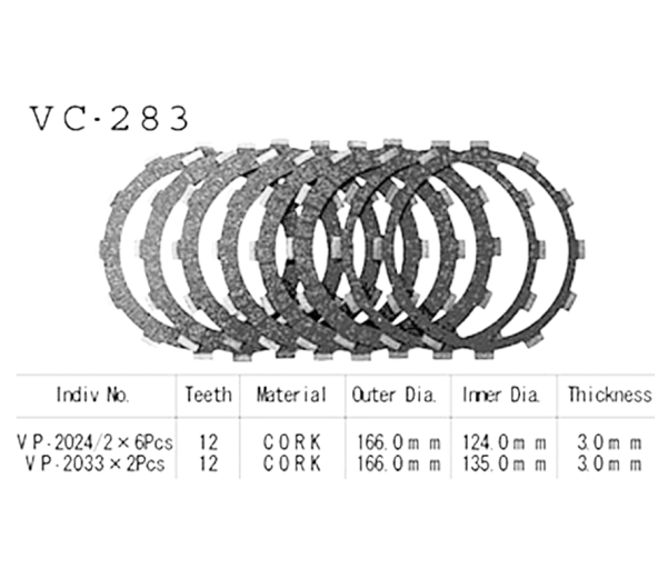 Фрикционные диски сцепления Vesrah VC283 для мотоциклов