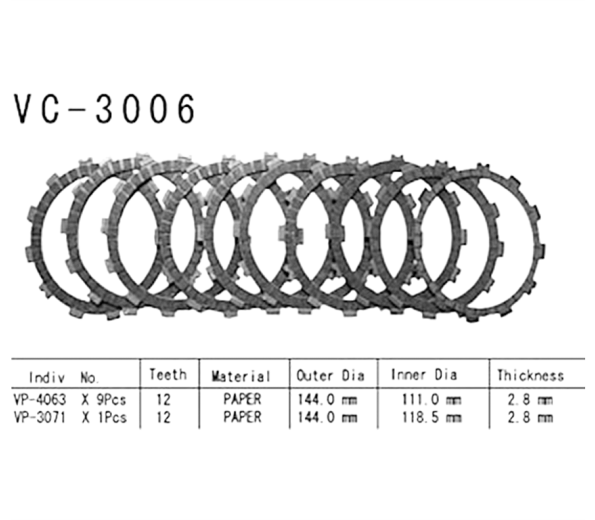Фрикционные диски сцепления Vesrah VC3006 для мотоциклов