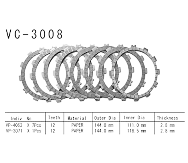 Фрикционные диски сцепления Vesrah VC3008 для мотоциклов