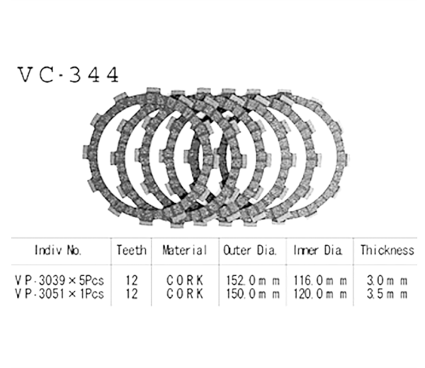 Фрикционные диски сцепления Vesrah VC344 для мотоциклов