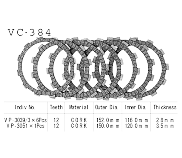 Фрикционные диски сцепления Vesrah VC384 для мотоциклов