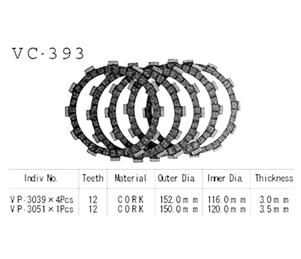 Фрикционные диски сцепления Vesrah VC393 для мотоциклов