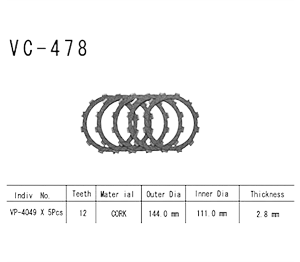 Фрикционные диски сцепления Vesrah VC478 для мотоциклов