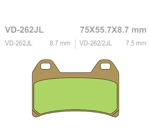 Тормозные колодки Vesrah VD 262JL для мотоциклов