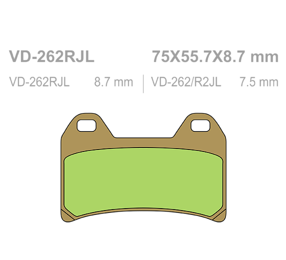 Тормозные колодки Vesrah VD 262RJL для мотоциклов