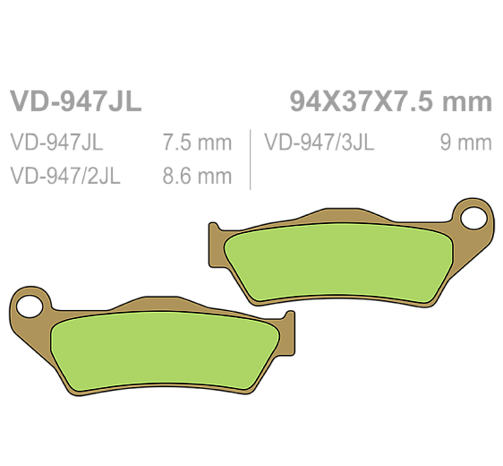Тормозные колодки Vesrah VD 947JL для мотоциклов