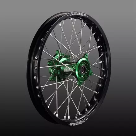 Переднее колесо Zeta 1.60-21 для Kawasaki KXF250'06-,450F'06-18,KX125/250'06- Green-Hub