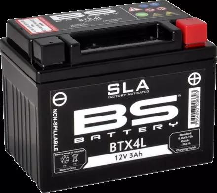 BTX4L (FA) Аккумулятор BS SLA, 12В, 3 Ач, 50 А 113x70x85, обратная (- / +), (YTX4L)