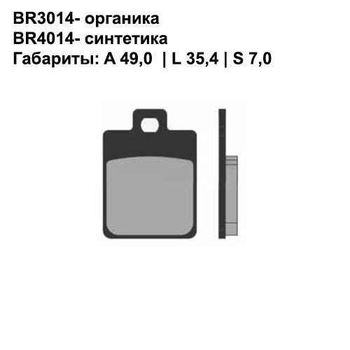 Тормозные колодки Brenta BR4014 (FA260, FDB2057, FD.0249, 724, 130, 7019) cинтетические