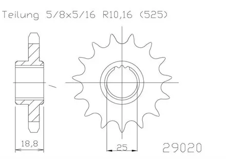 Передняя звезда 16 зуб. Esjot 50-29020-16 аналог JTF704.16