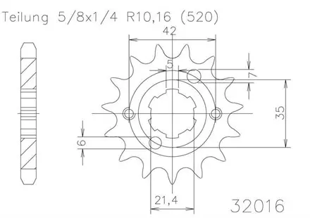 Передняя звезда 13 зуб. Esjot 50-32016-13 аналог JTF569.13