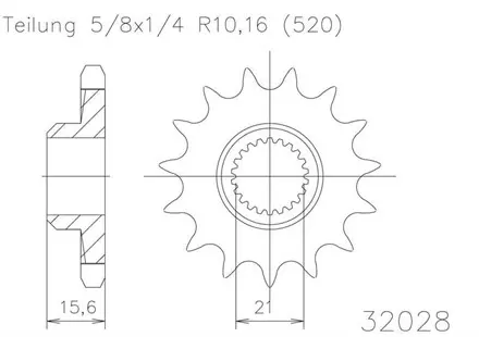 Передняя звезда 15 зуб. Esjot 50-32028-15 аналог JTF577.15