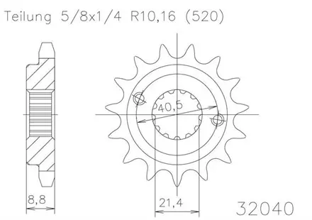 Передняя звезда 14 зуб. Esjot 50-32040-14 аналог JTF1309.14
