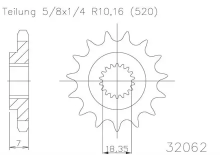 Передняя звезда 12 зуб. Esjot 50-32062-12S аналог JTF427SC.12