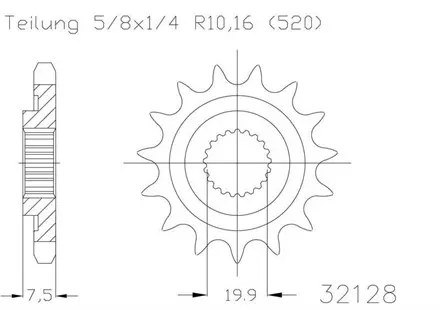 Передняя звезда 14 зуб. Esjot 50-32128-14S аналог JTF 1323SC.14