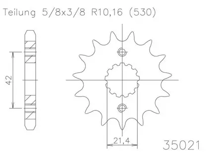 Передняя звезда 14 зуб. Esjot 50-35021-14 аналог JTF513.14
