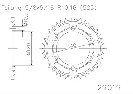 Задняя звезда 38 зуб. Esjot 50-29019-38 аналог JTR498.38