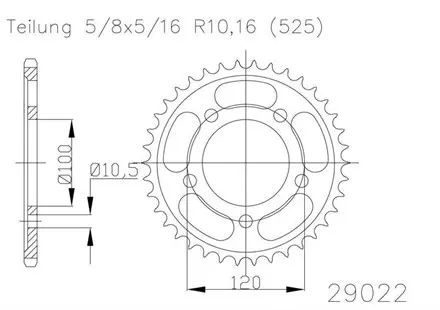 Задняя звезда 44 зуб. Esjot 50-29022-44 аналог JTR702.44