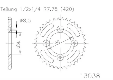 Задняя звезда 37 зуб. Esjot 50-13038-37 аналог JTR1213.37