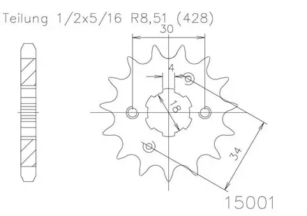 Передняя звезда 16 зуб. Esjot 50-15001-16 аналог JTF259.16